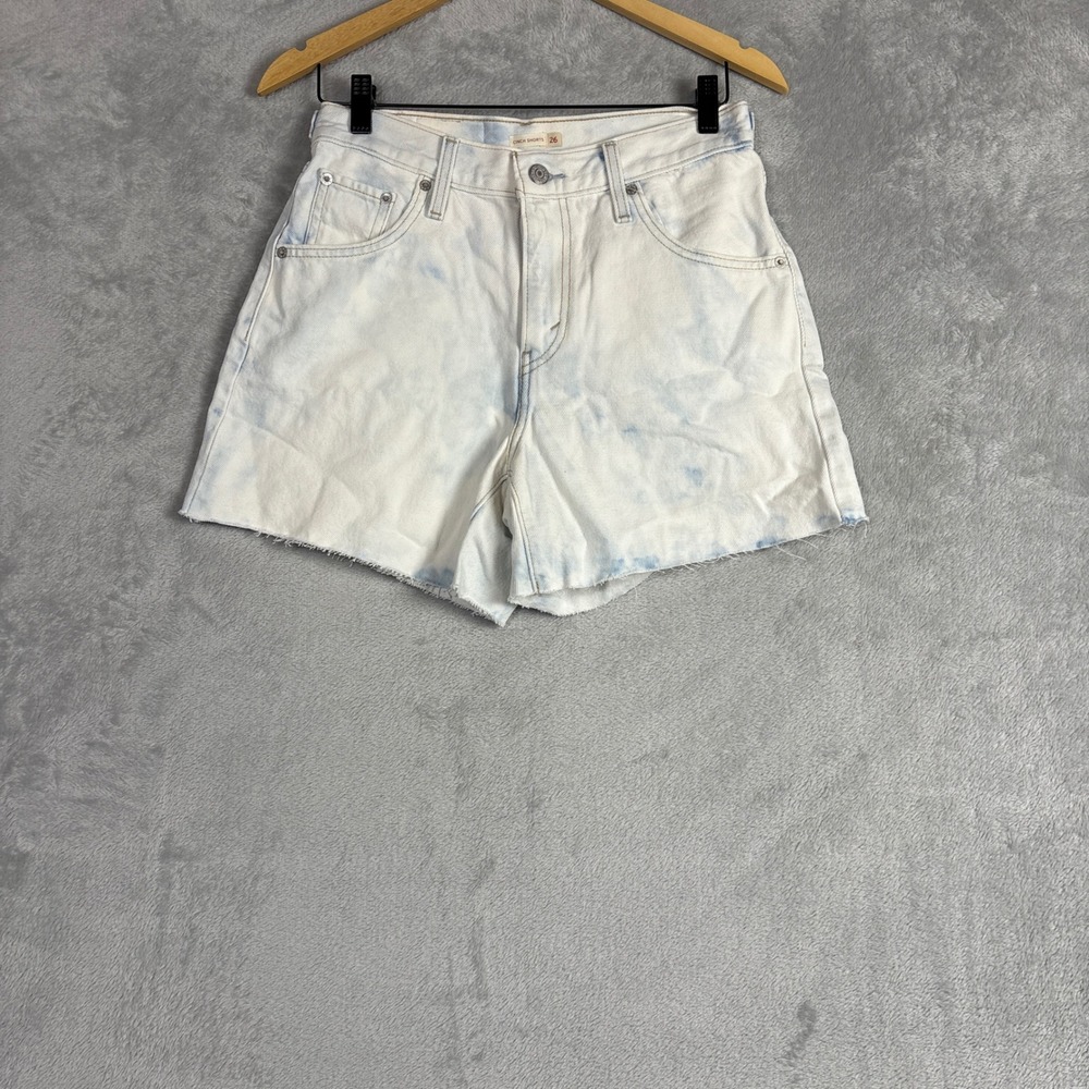 Levis Cinch Shorts Womens 26 Light Acid Wash High Rise Raw Hem Denim 003K1-0010